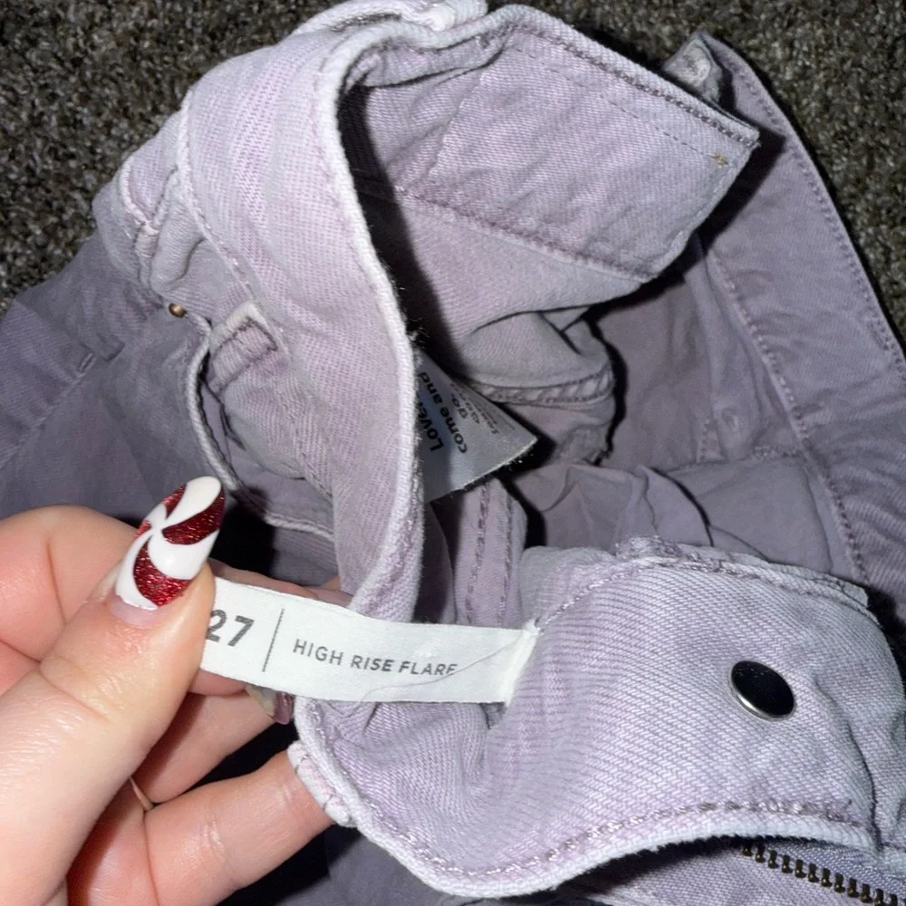 Y2K Lavender Low Rise Flare‎ Jeans Fairy Grunge Coquette Raw Hem